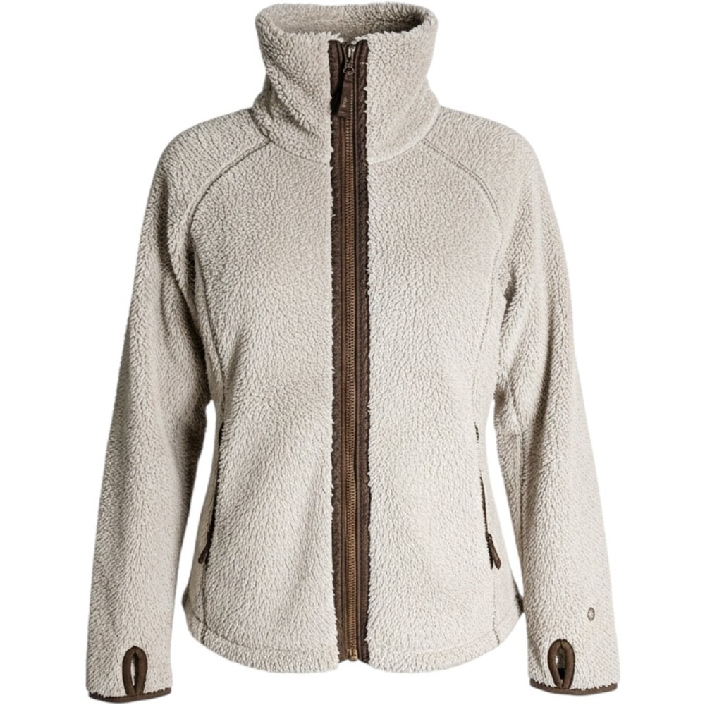 KUHL Flight Jacket Womens Small Oatmeal Fleece Full Zip Hooded Coat 2056